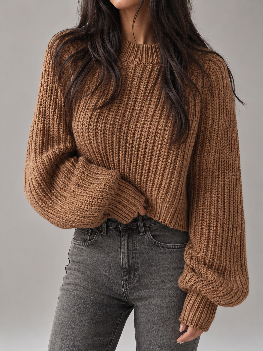Chunky Knit Oversized Crewneck Sweater