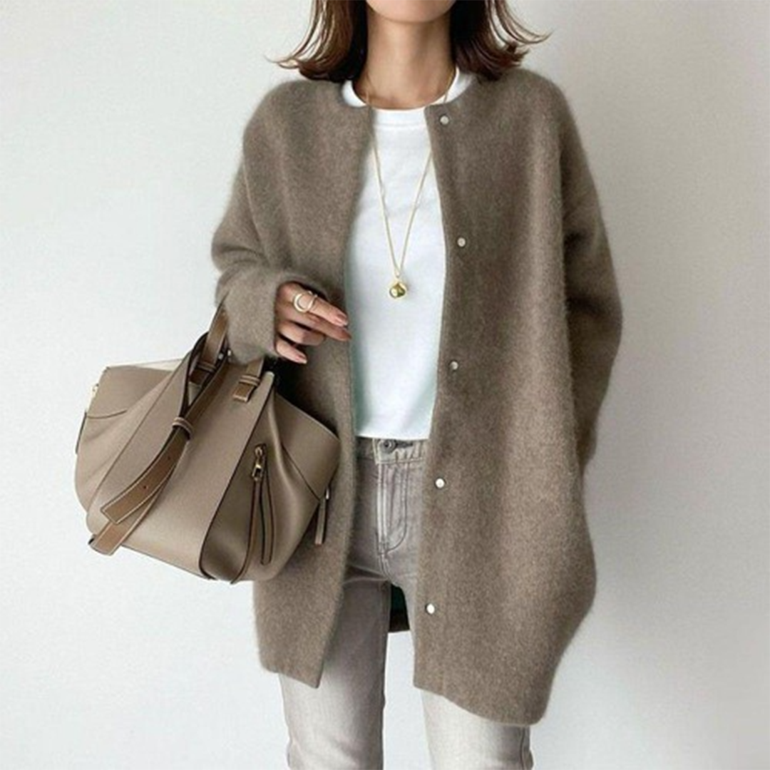 Judith | Longline Cardigan Brushed Knit Open Front for Women