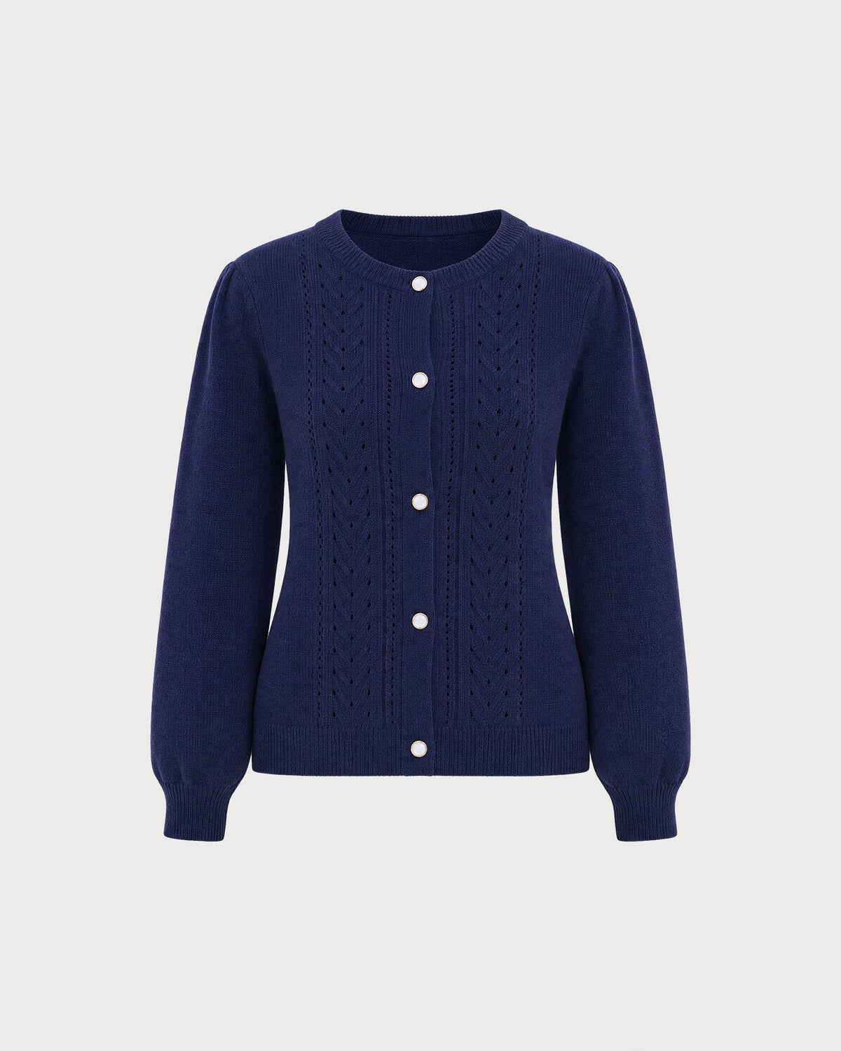 Blue Single Breasted Knit Cardigan