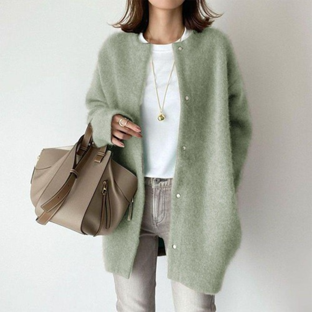 Judith | Longline Cardigan Brushed Knit Open Front for Women