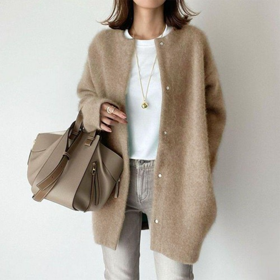 Judith | Longline Cardigan Brushed Knit Open Front for Women
