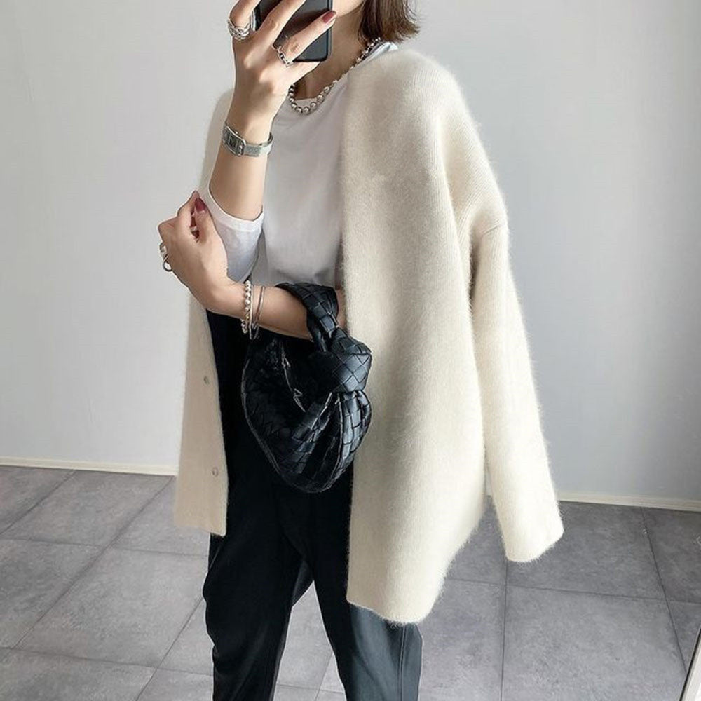 Judith | Longline Cardigan Brushed Knit Open Front for Women