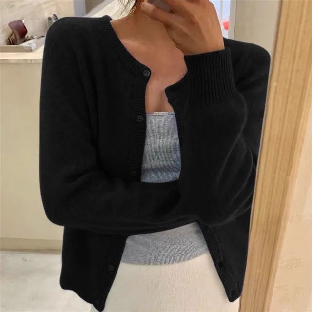 Marguerite | Cropped Button-Front Cardigan with Round Neckline