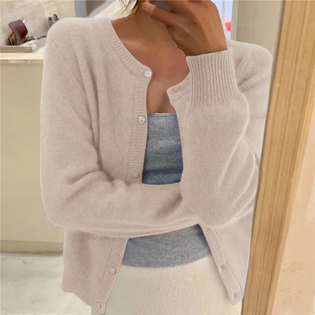 Marguerite | Cropped Button-Front Cardigan with Round Neckline