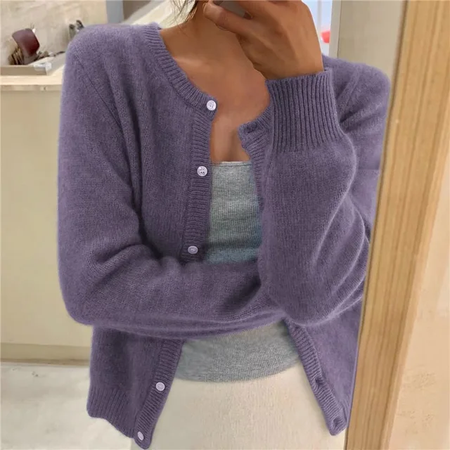 Marguerite | Cropped Button-Front Cardigan with Round Neckline