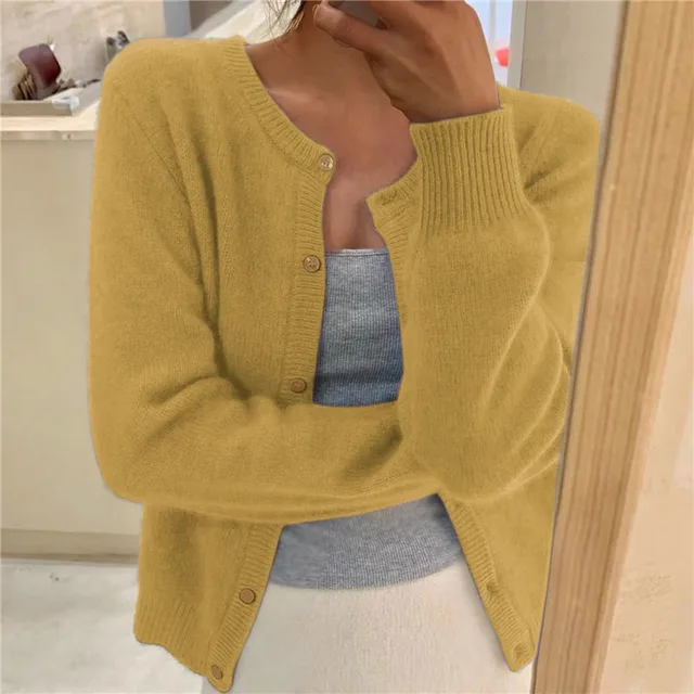 Marguerite | Cropped Button-Front Cardigan with Round Neckline