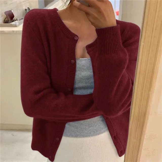 Marguerite | Cropped Button-Front Cardigan with Round Neckline