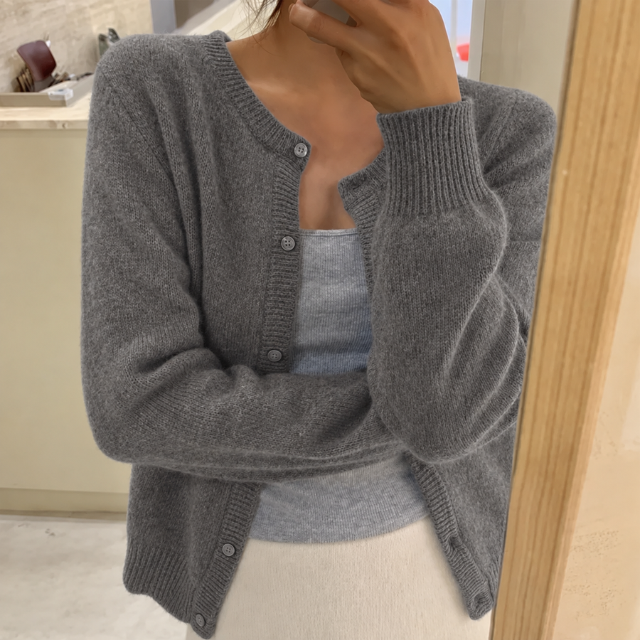 Marguerite | Cropped Button-Front Cardigan with Round Neckline
