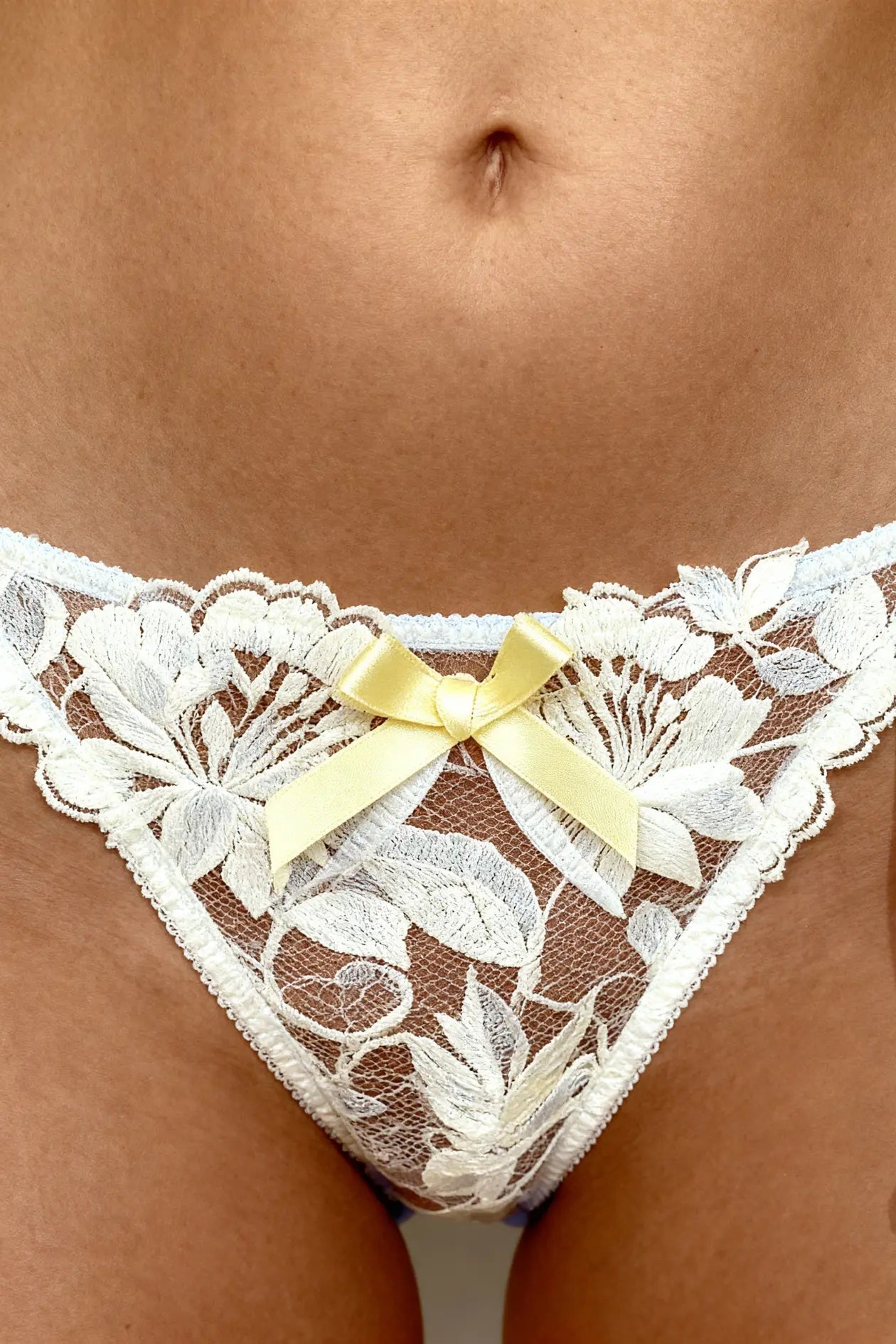 Blush Petal Lace Lingerie Set - Yellow White