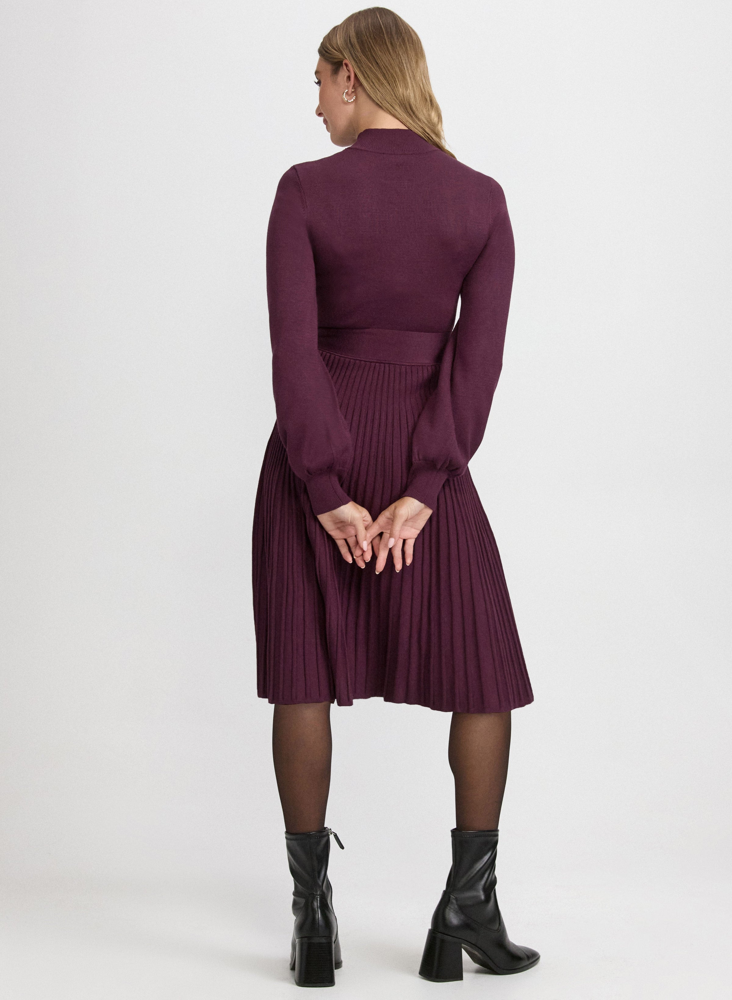 Pleated Sweater Dress