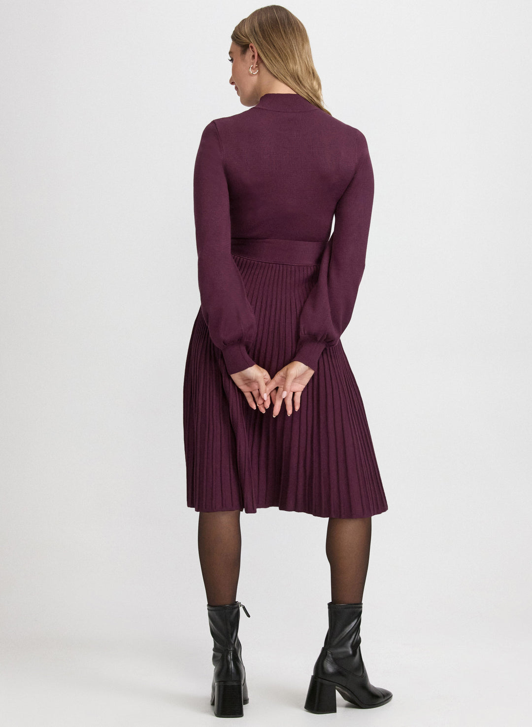 Pleated Sweater Dress