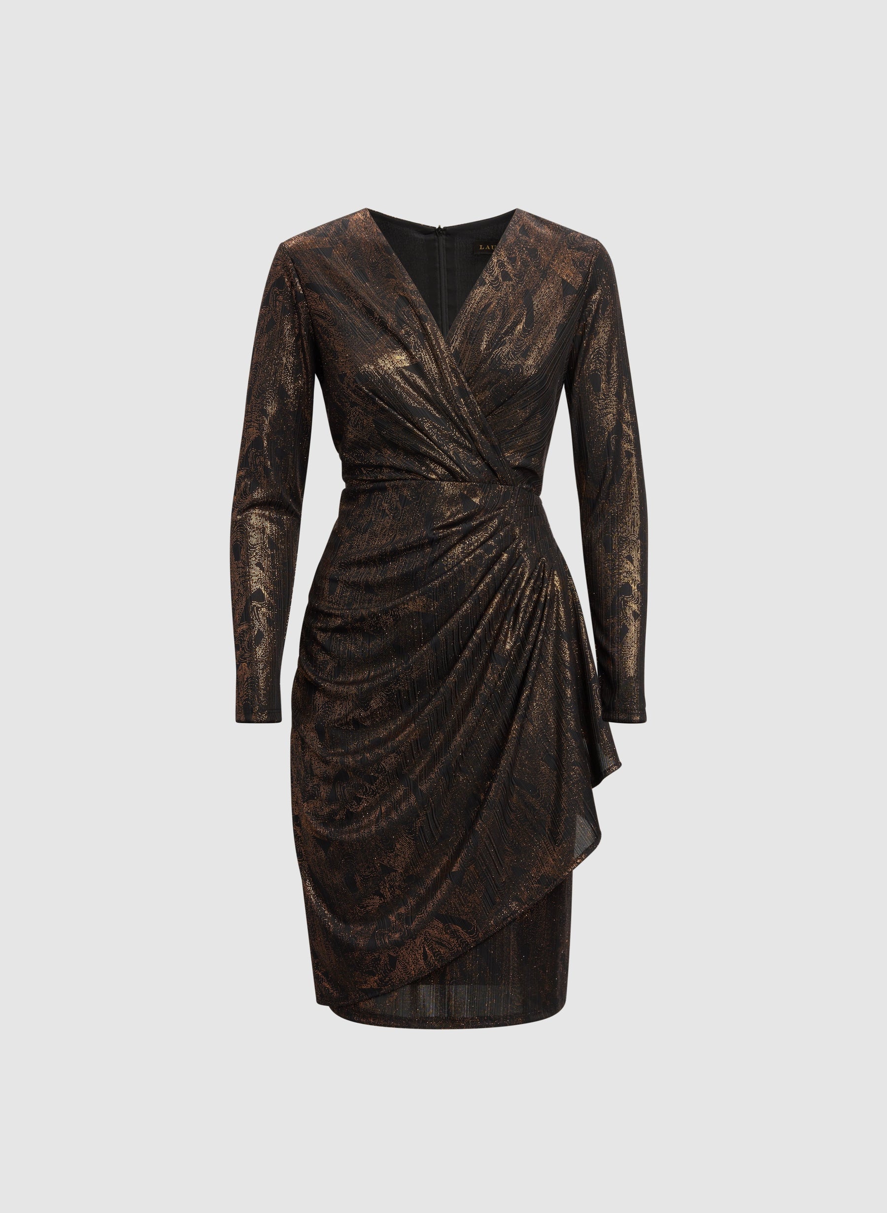 Metallic Waterfall Flounce Dress