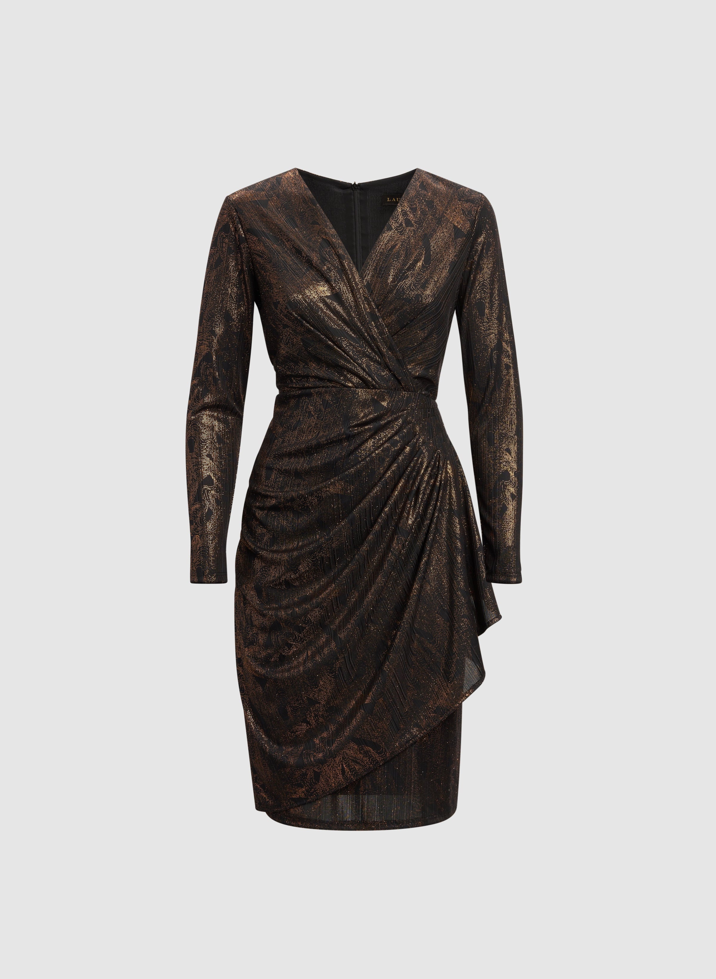 Metallic Waterfall Flounce Dress