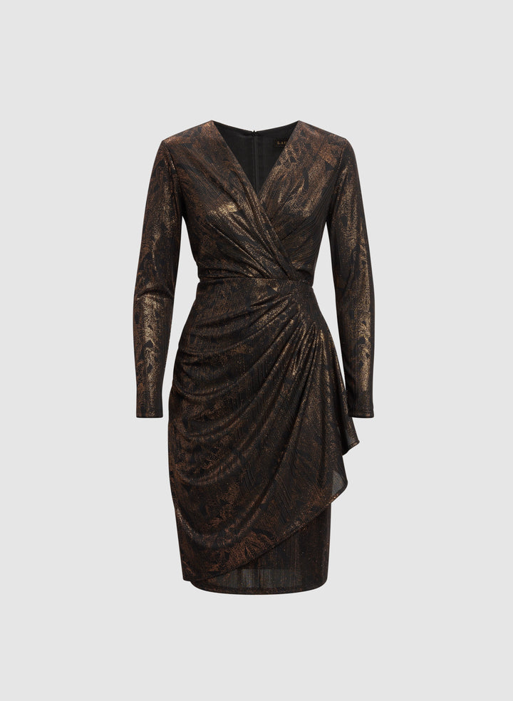 Metallic Waterfall Flounce Dress