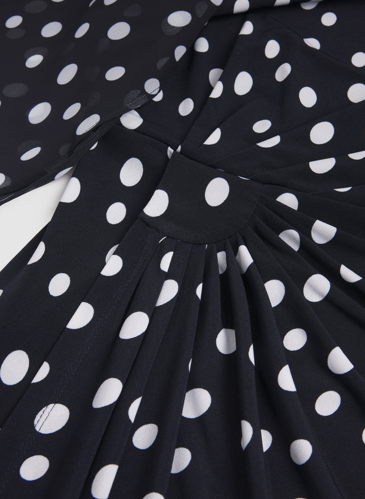 Polka Dot Cape Sleeve Dress