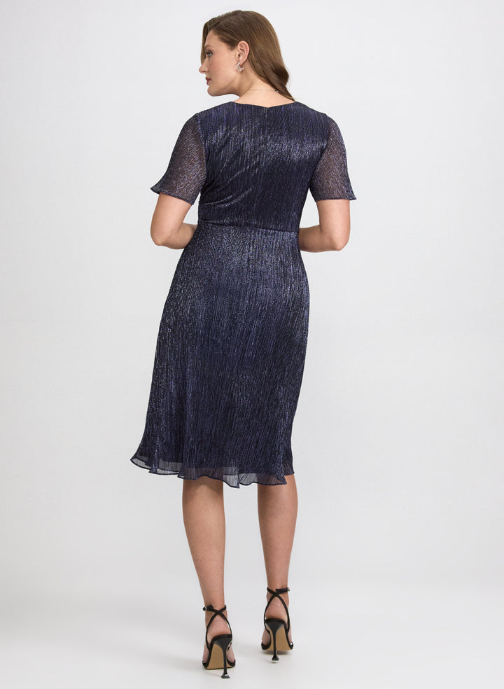 Metallic Plissé Dress