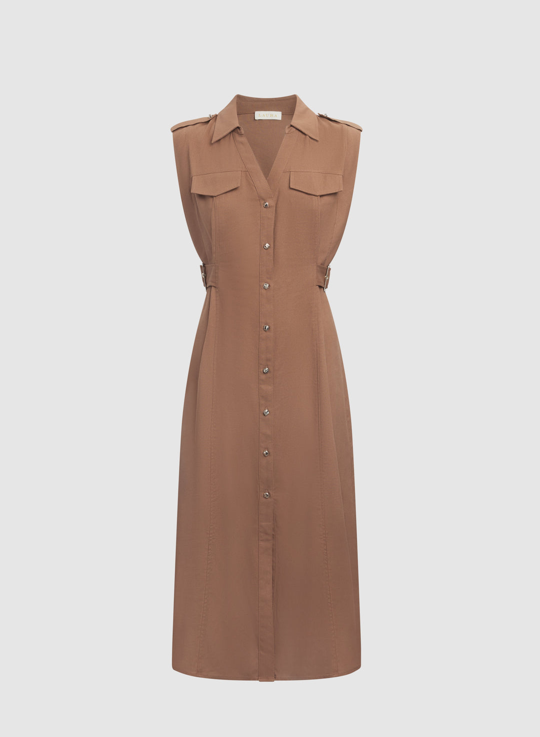 Sleeveless Button-Down Midi Dress