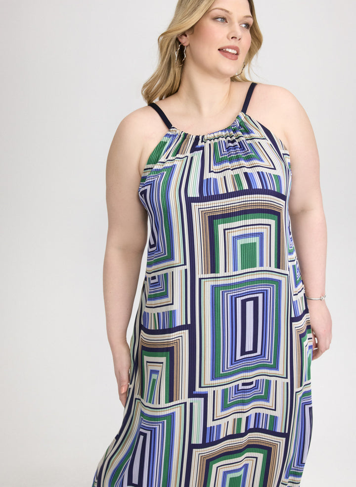 Geometric Halter Neck Dress