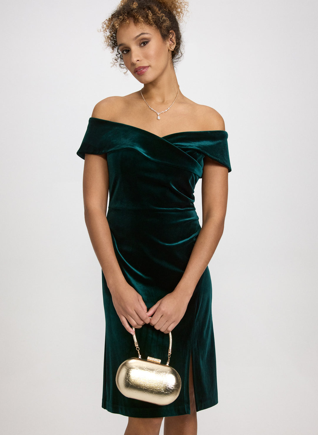 Off-The-Shoulder Velvet Dress