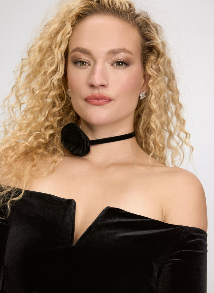 Velvet Off-Shoulder Dress