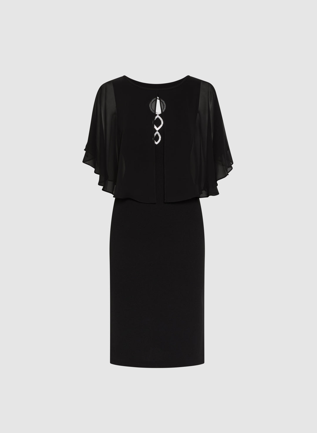 Sheer Capelet Overlay Dress