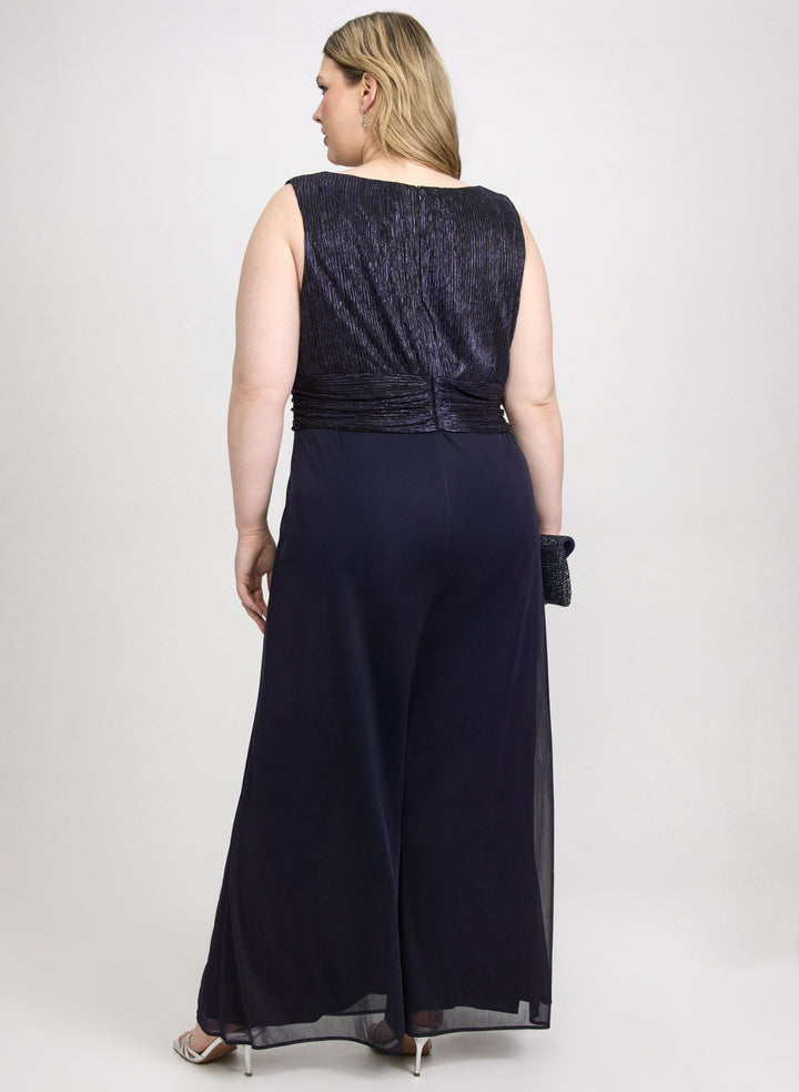Metallic Wide-Leg Jumpsuit
