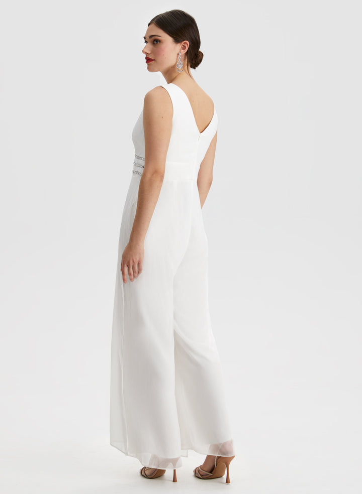 Rhinestone Stripe Detail Jumpsuit