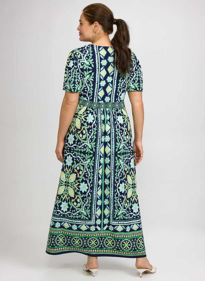 Ornate Floral Print Dress