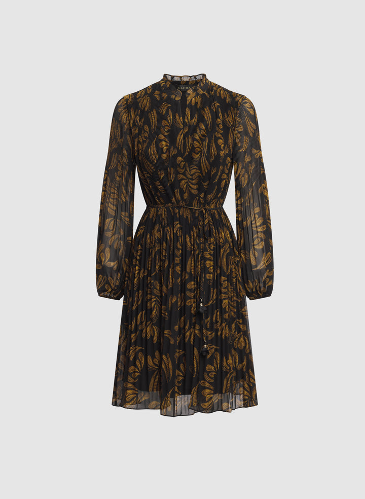 Pleated Paisley Dress