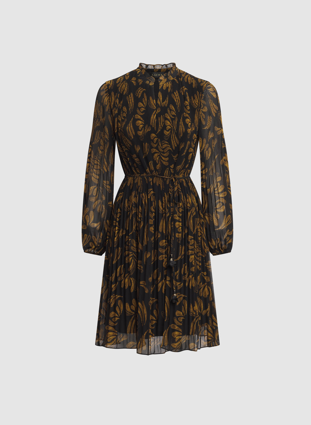 Pleated Paisley Dress