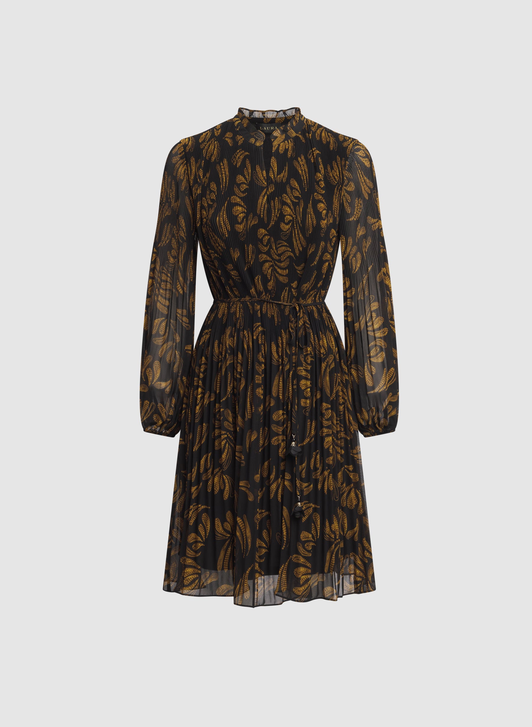 Pleated Paisley Dress