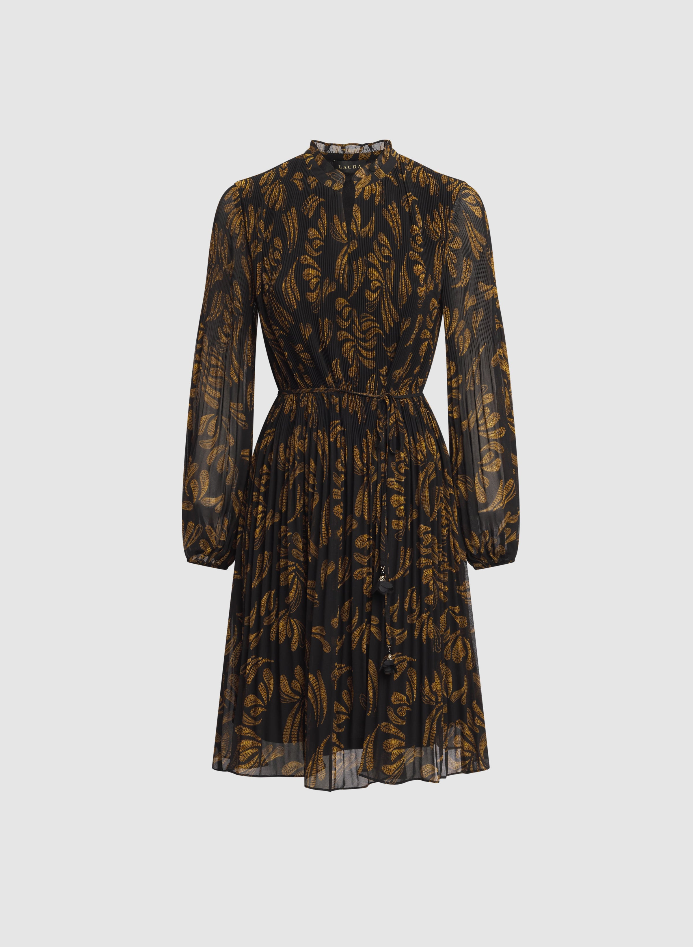 Pleated Paisley Dress