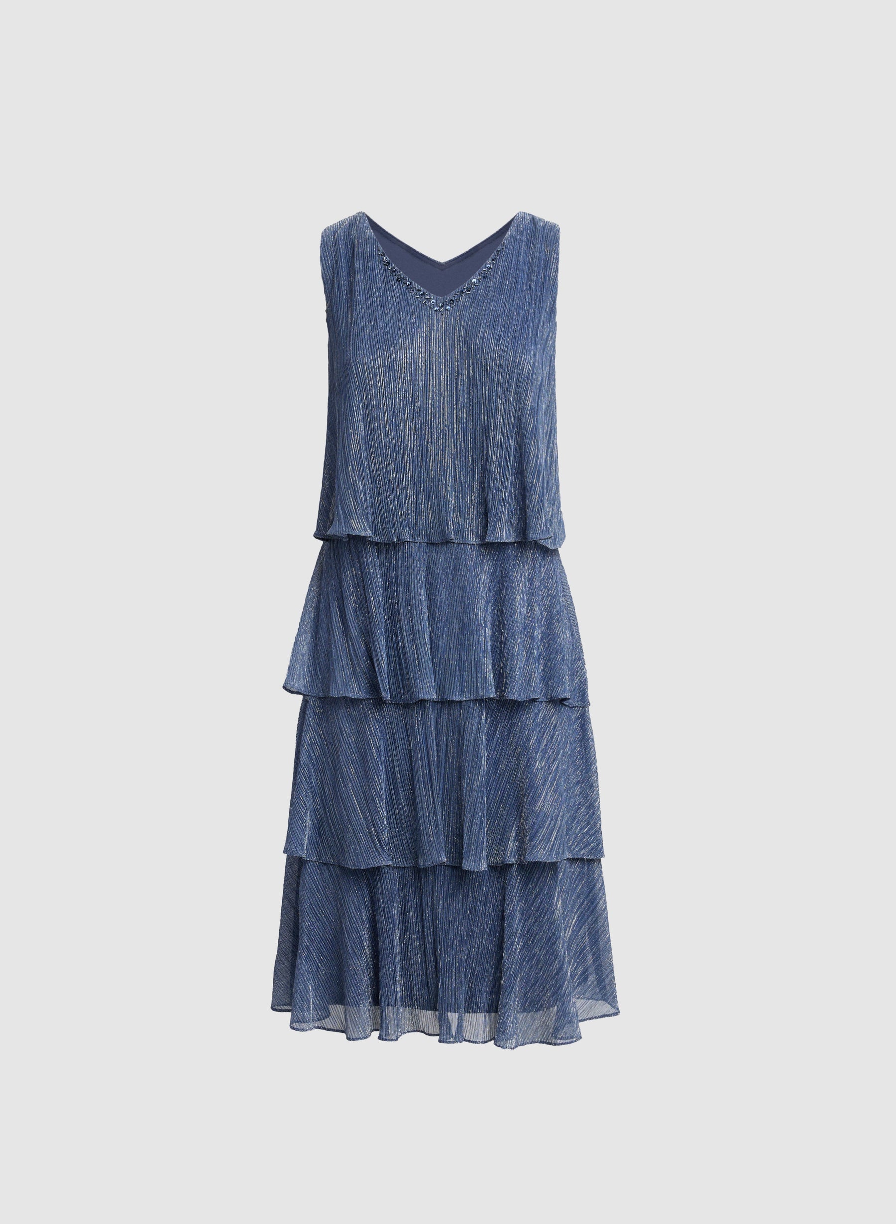 Metallic Jacket & Tiered Dress Set