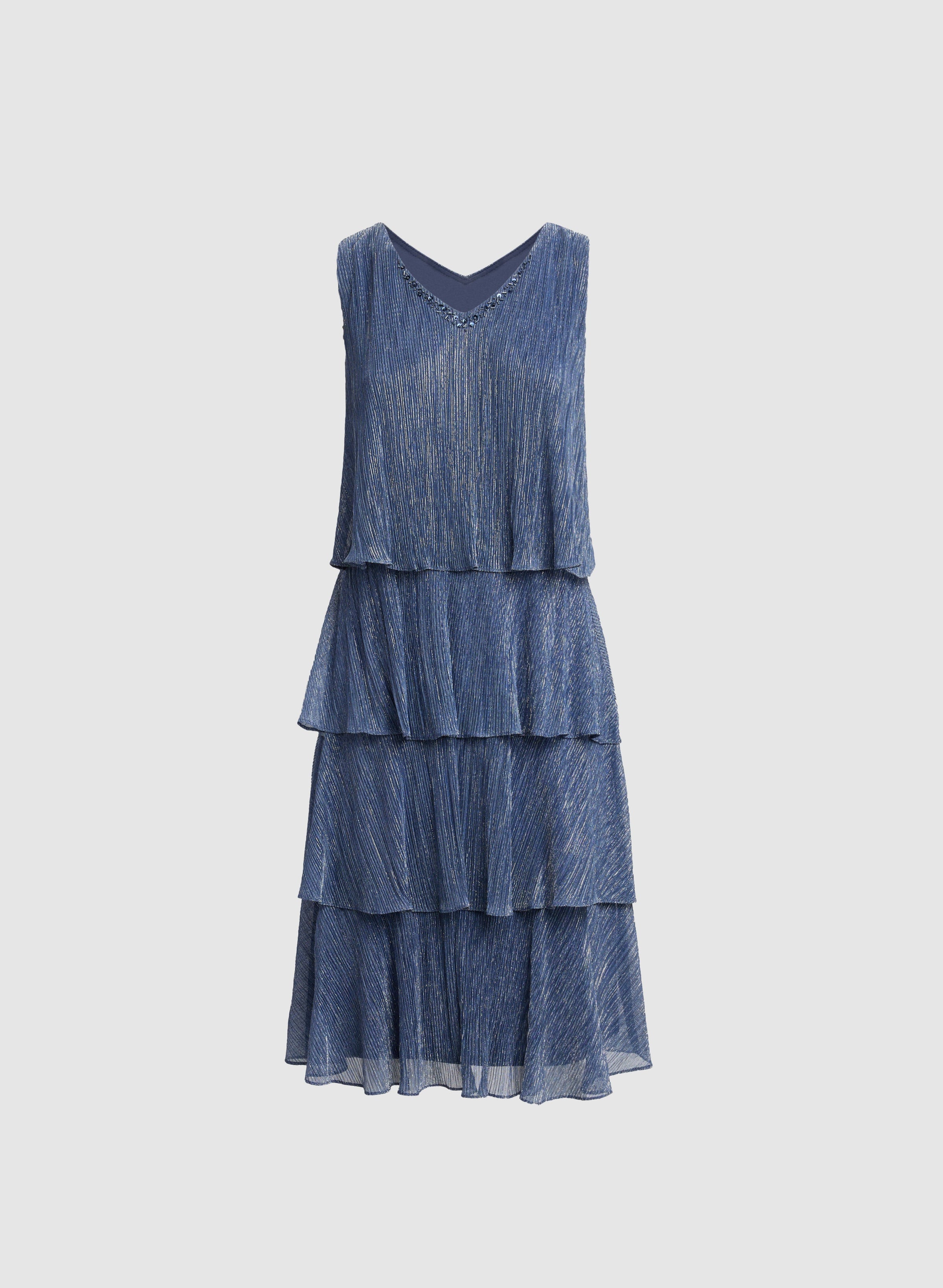 Metallic Jacket & Tiered Dress Set