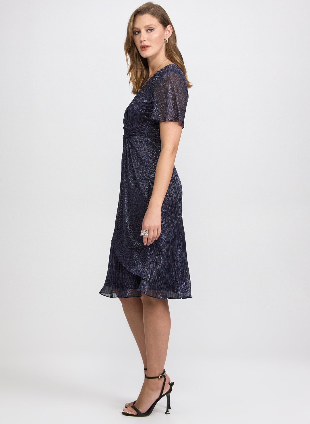 Metallic Plissé Dress