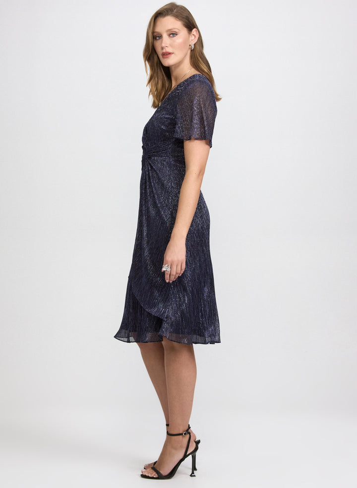 Metallic Plissé Dress