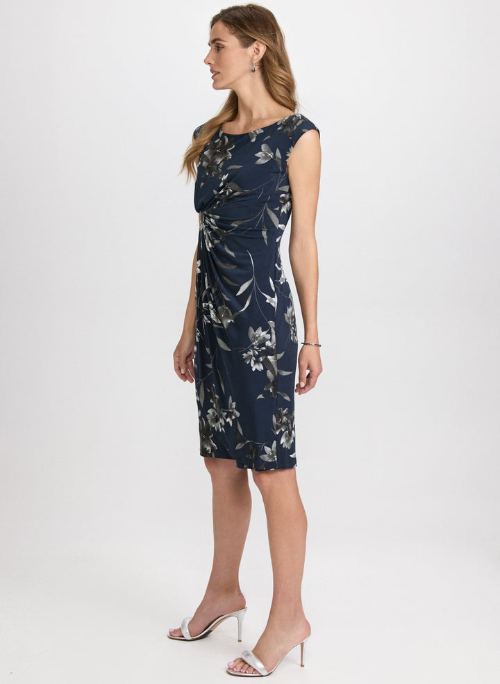Draped Floral Dress