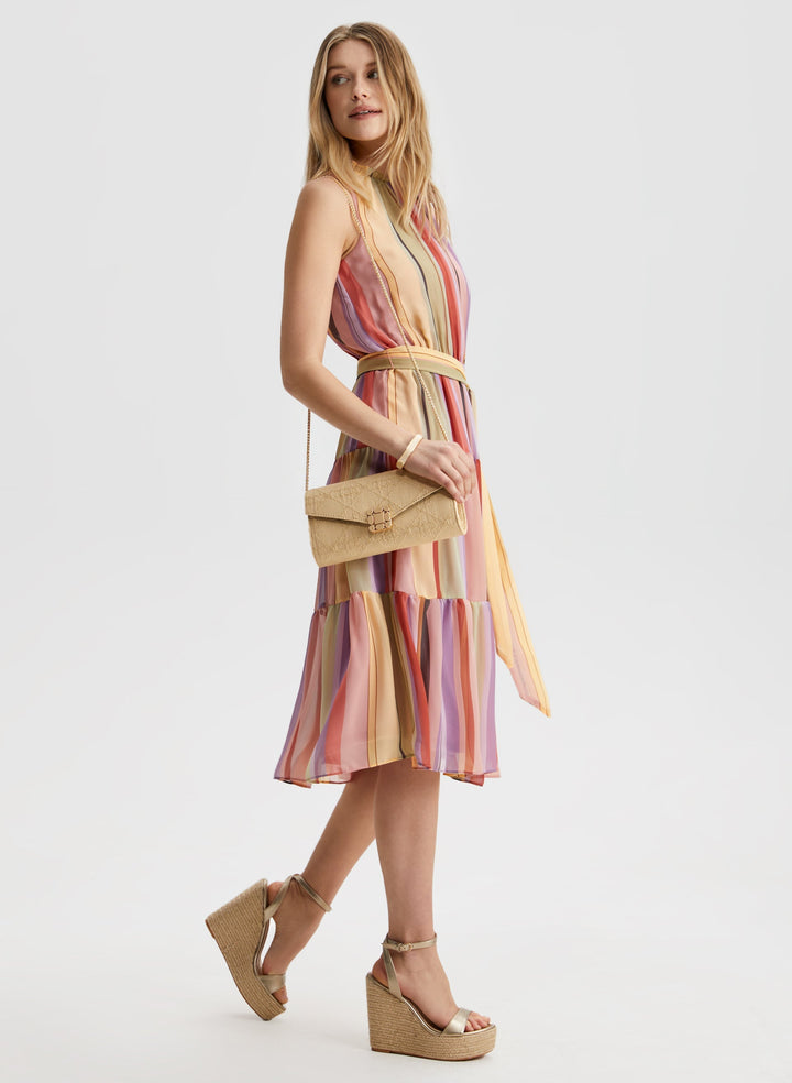 Striped Tiered Midi Dress