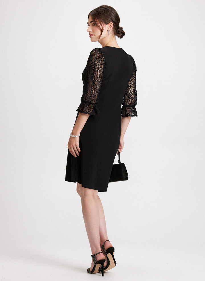 V-Neck Lace Detail Evening Dress