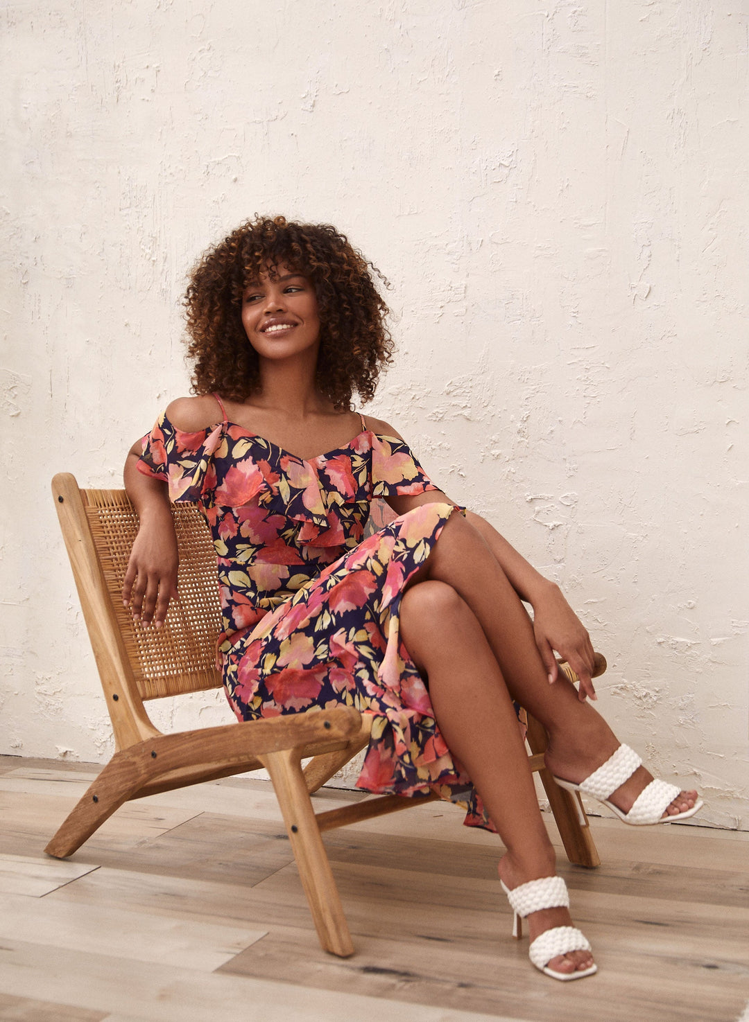 Ruffle Detail Floral Print Dress