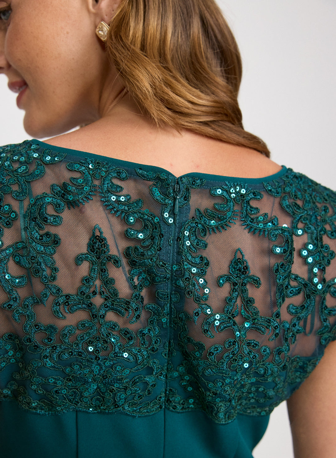 Sequined Lace Yoke Dress