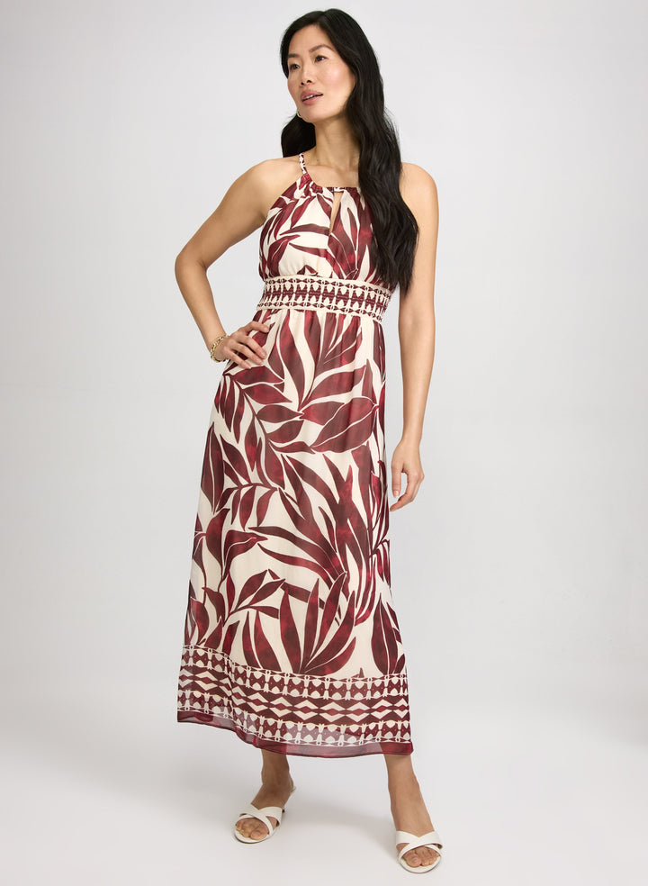 Leaf Print Halter Dress