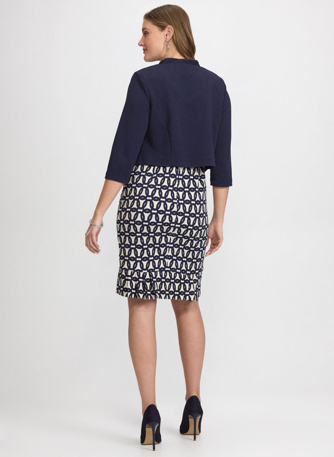 Geometric Dress & Jacket Set
