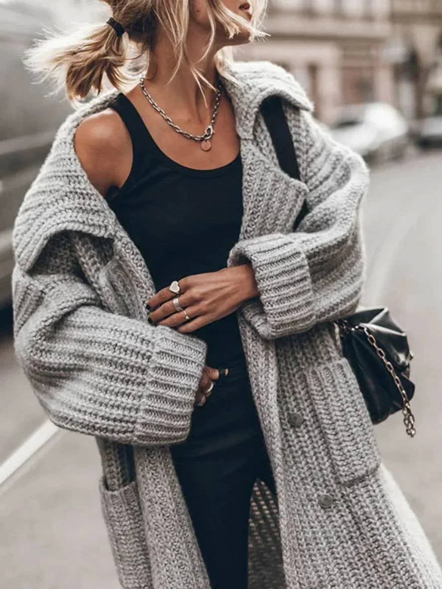Oversized Chunky Rib Knit Long Cardigan Sweater