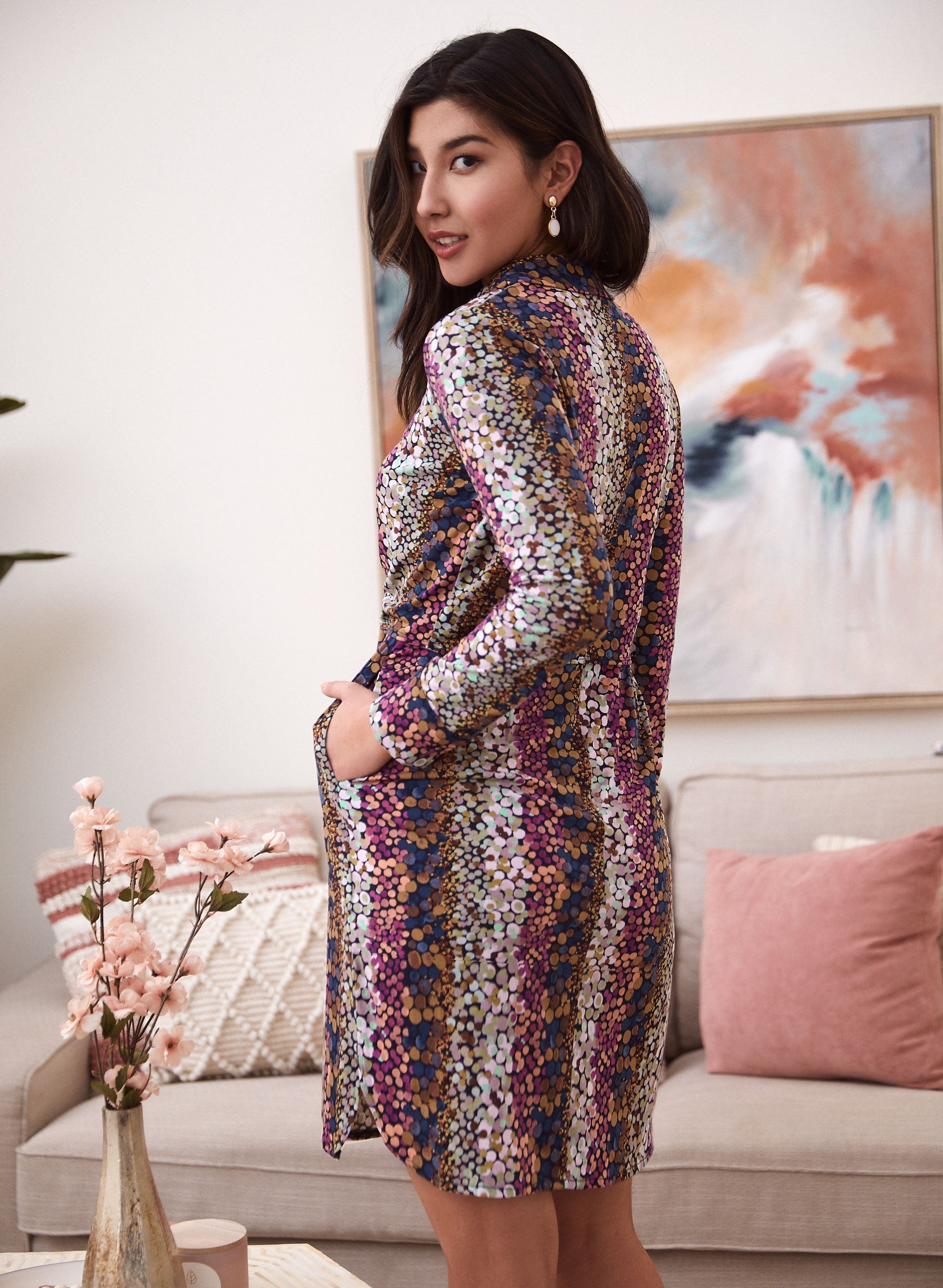 Printed Long Sleeve Jersey Dress