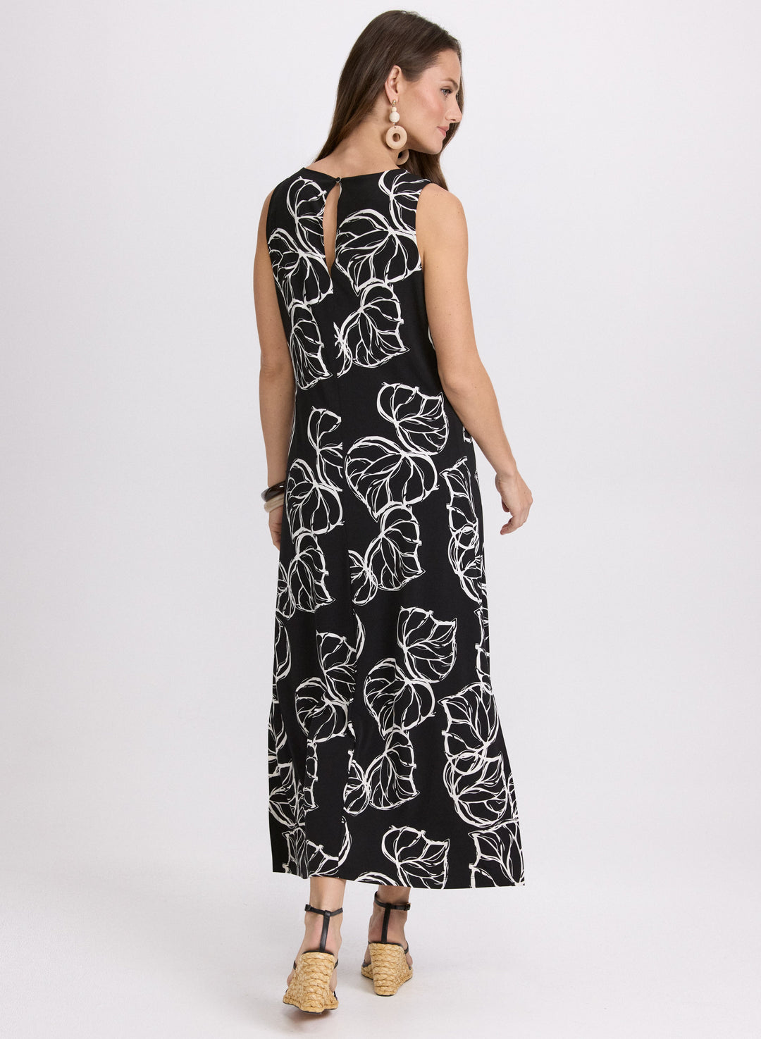Leaf Print Maxi Dress