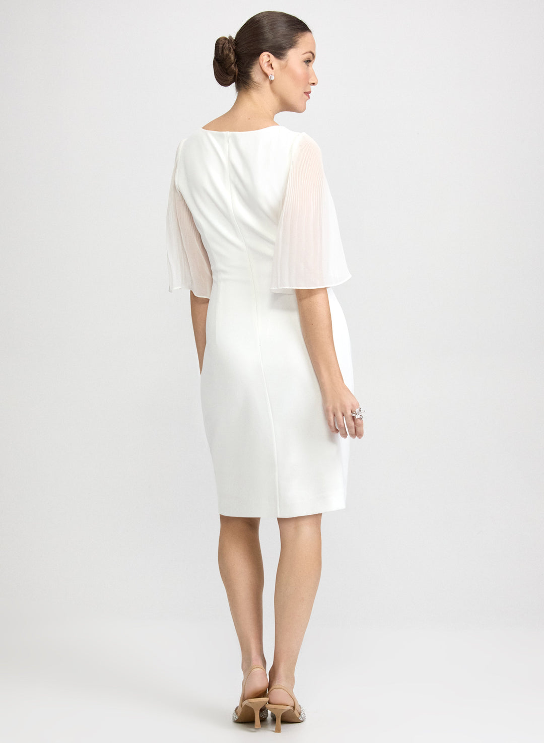 Pleated Chiffon Sleeve Dress