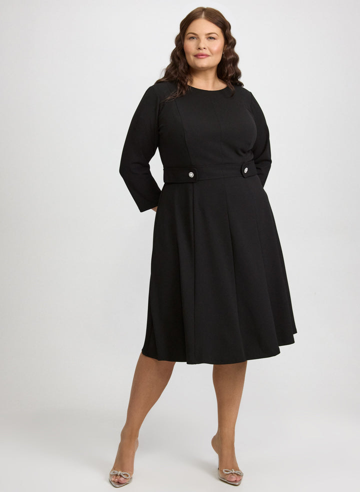 Buttoned-Tab Detail Dress
