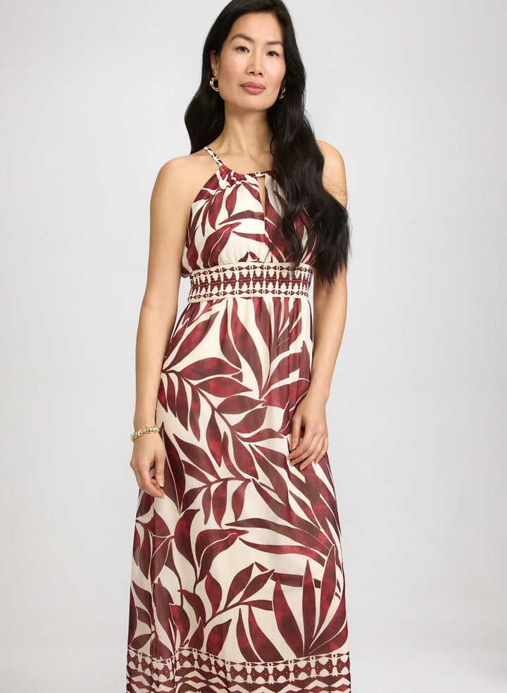 Leaf Print Halter Dress