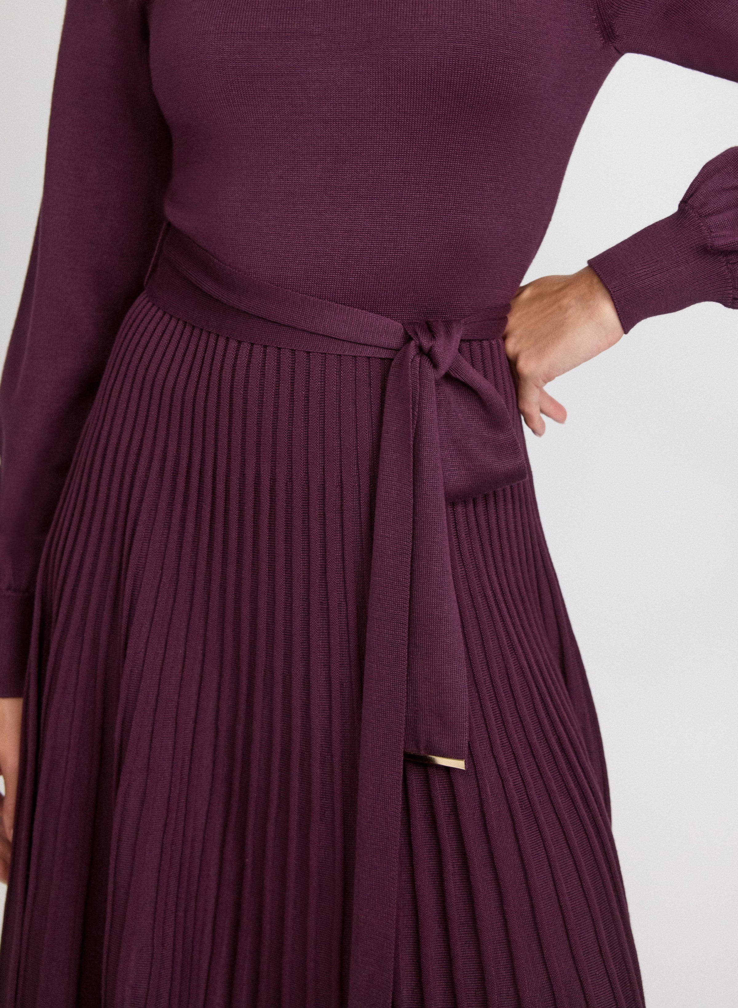 Pleated Sweater Dress